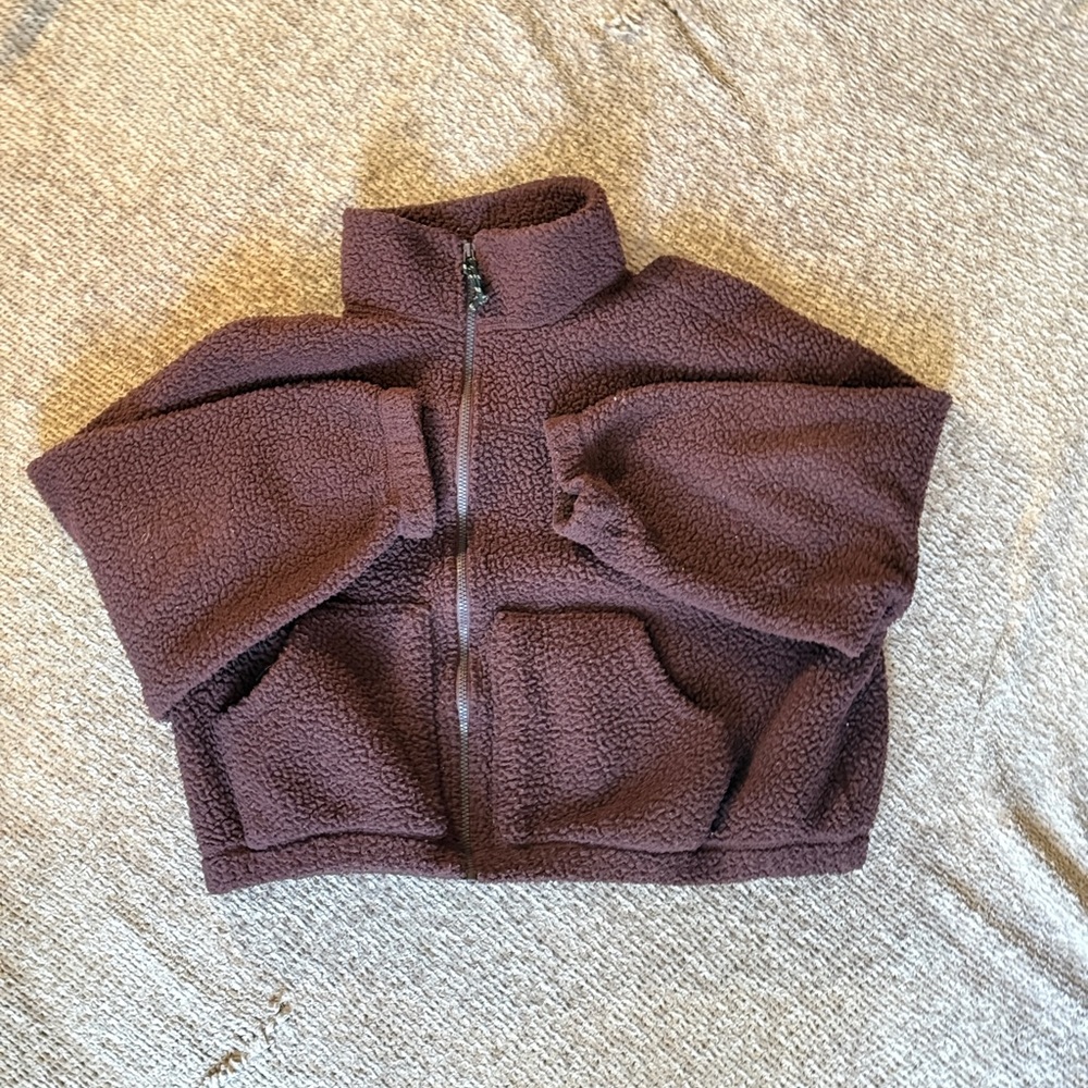 Old Navy Sherpa/Teddy Plum Zip Up Jacket Super Cozy! Medium